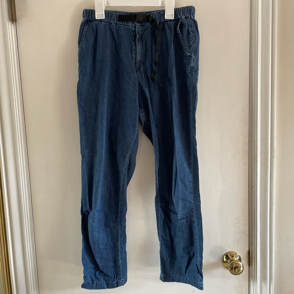 elastic waistband denim pants